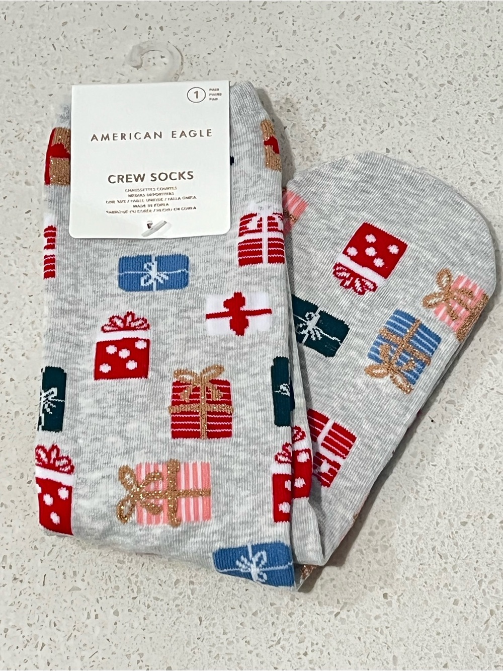 American Eagle Crew Socks with Gift Box Print